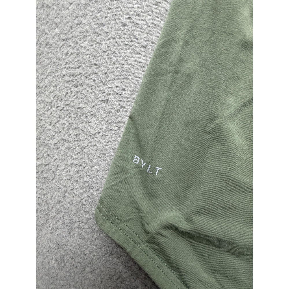 BYLT Shirt Mens Large Green Drop-Cut S/S Lux Curved Hem Soft Crewneck Tee - Picture 3 of 8